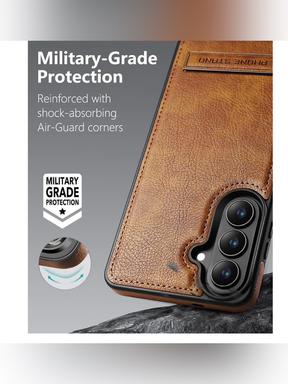 Samsung Galaxy S26 plus Leather case with stand protection brown NEW - Picture 3 of 8